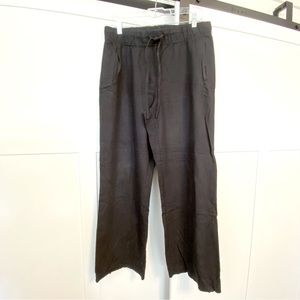 Jules and Leopold Linen Blend Wide Leg Pants with Leg Slits Black M NWOT